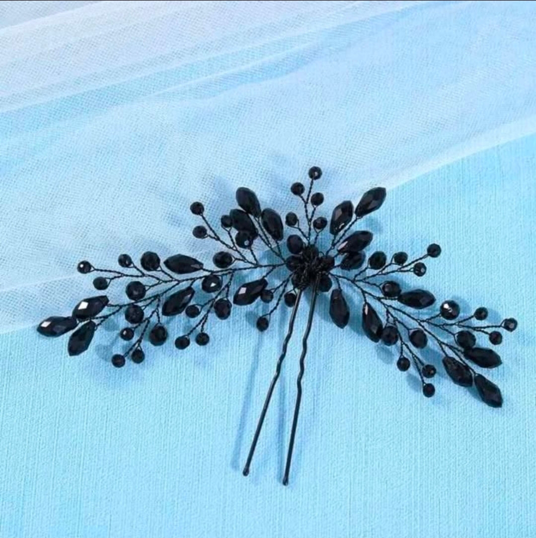 Elegant Black Glass Headpiece