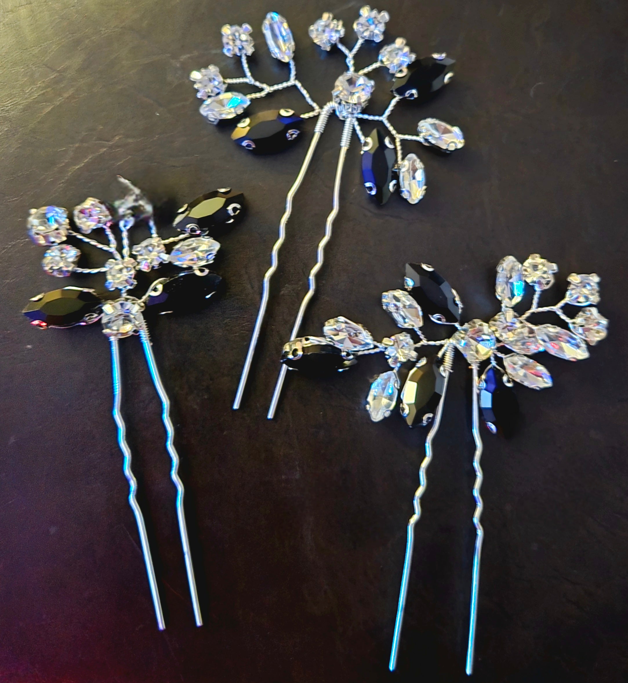 Black and Clear Bridal Hair Pins