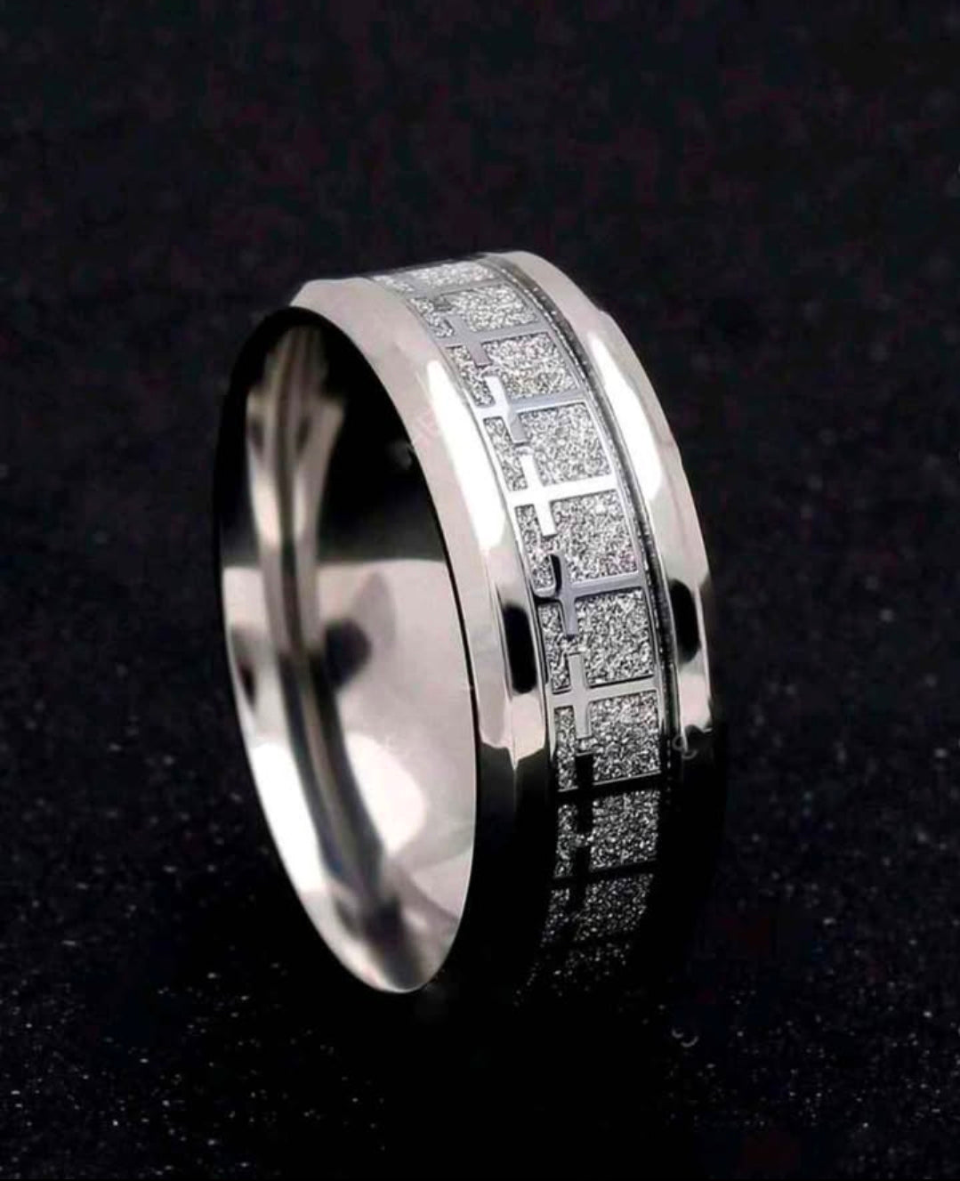Titanium Steel Cross Men's Ring