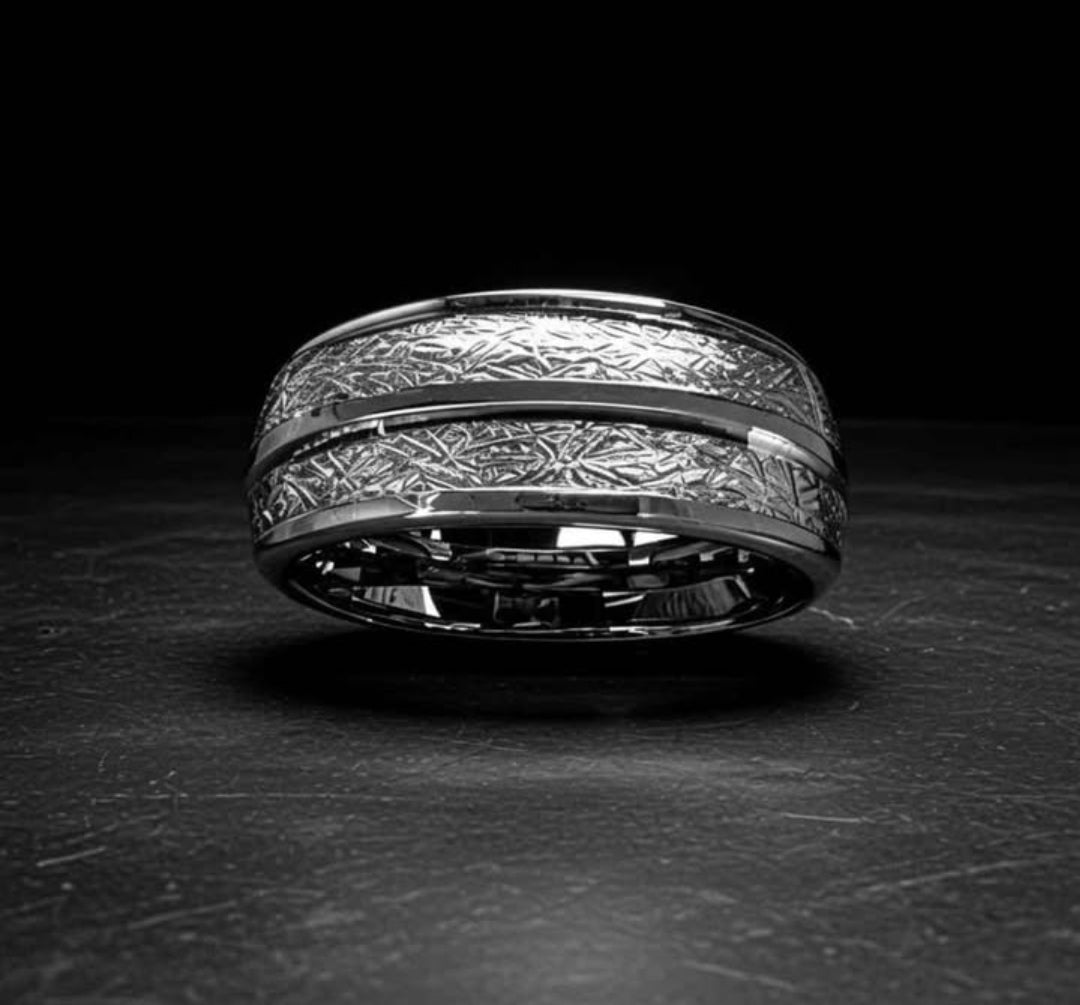 Stainless Steel Silver Pattern Men's Ring