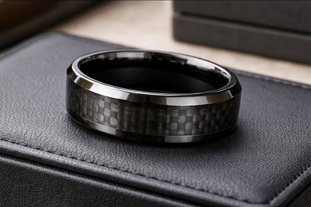 Carbon Fiber Stainless Steel Men's Ring