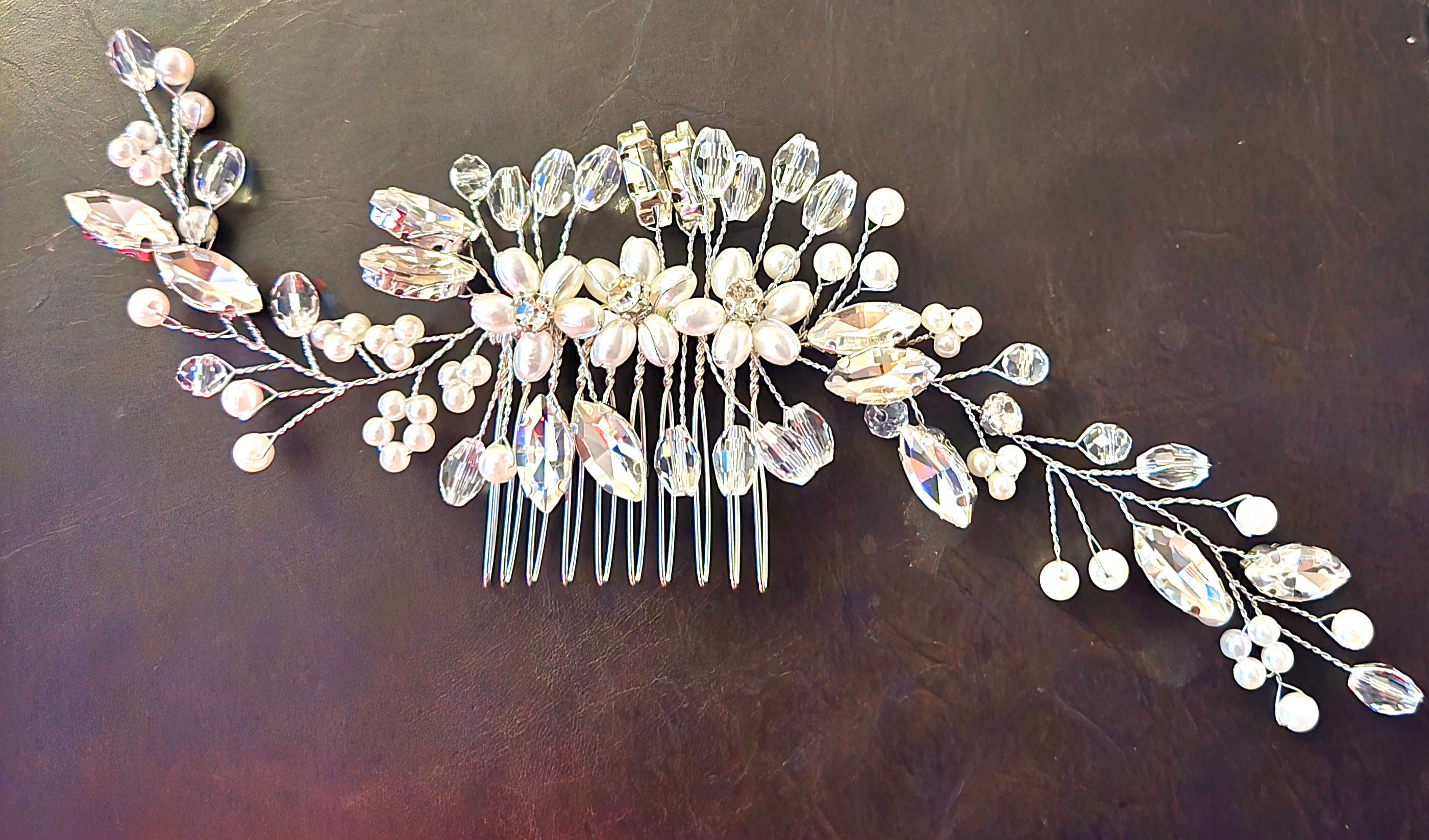 Silver Glass Hair Comb