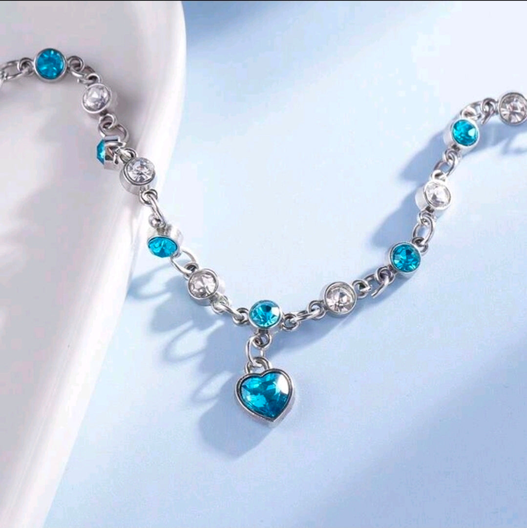 Ocean Blue Heart Bracelet