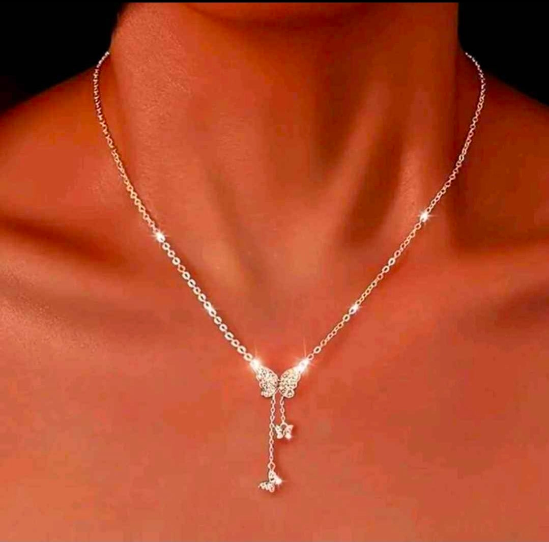 Sparkle Necklace with Butterfly Pendant
