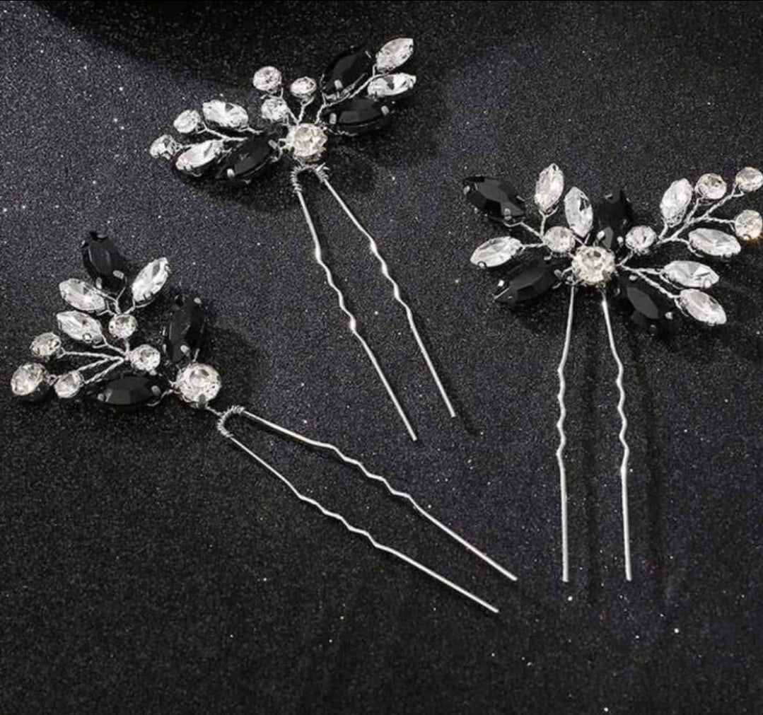 Bridal Rhinestone Hair Pins - 3 pins