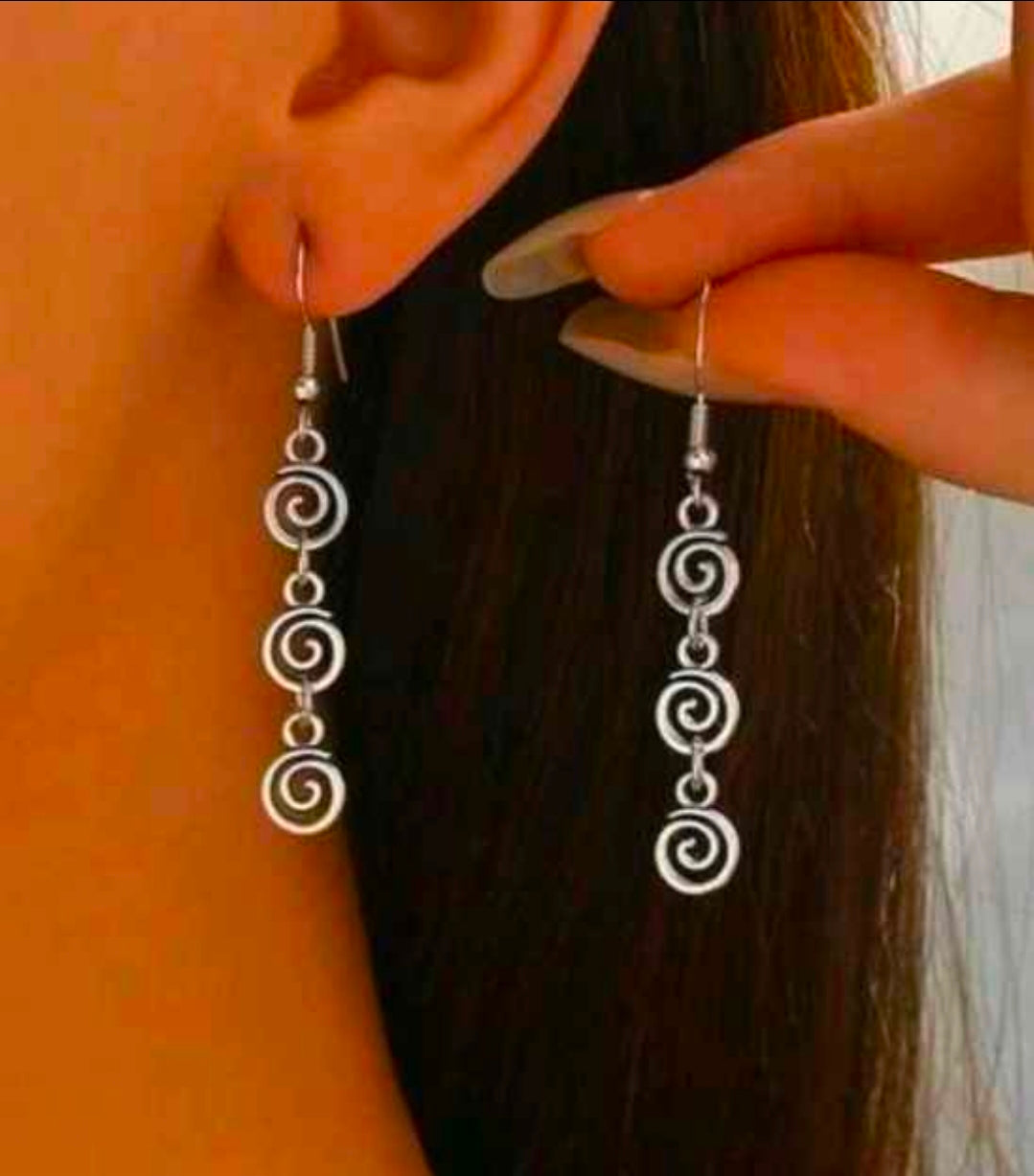 Spiral Swirl Dangle Earrings