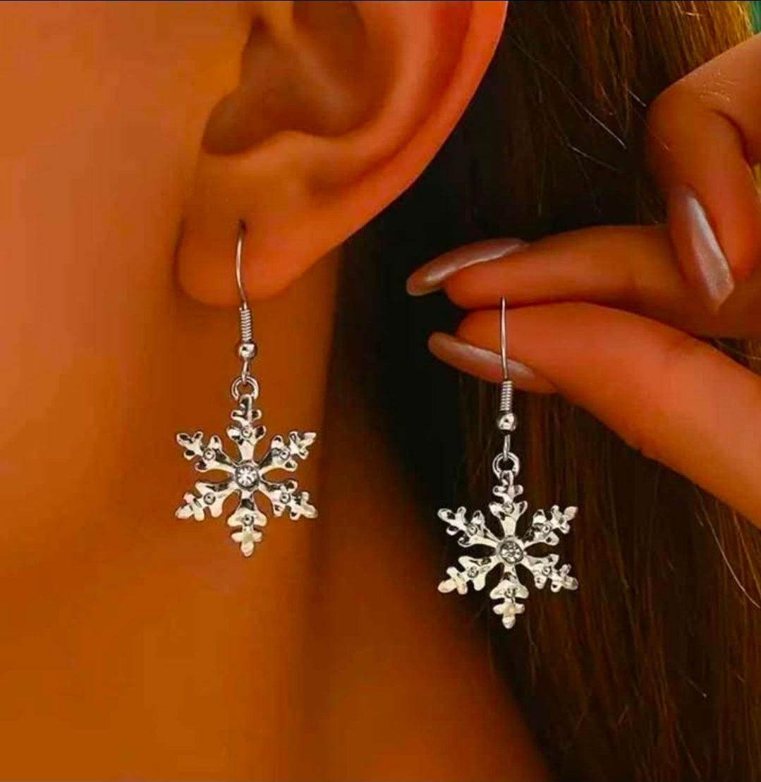 Snowflake Drop Earrings Christmas